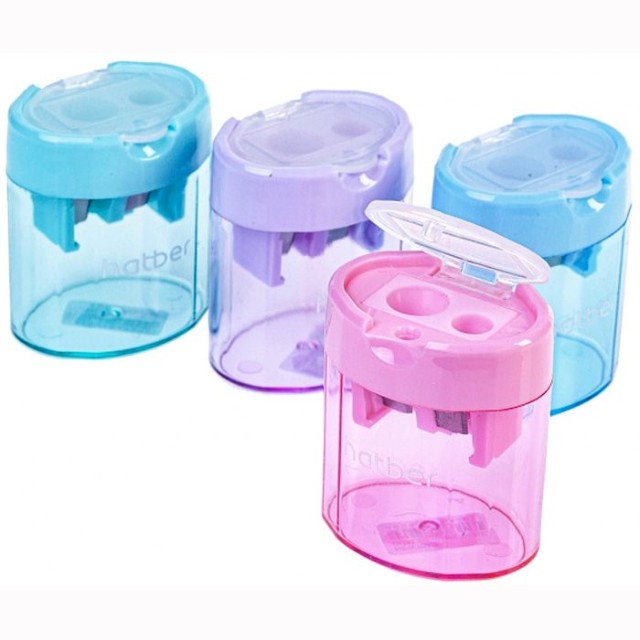 Точилка 2отв Hatber NEWtone Dual с контейнером