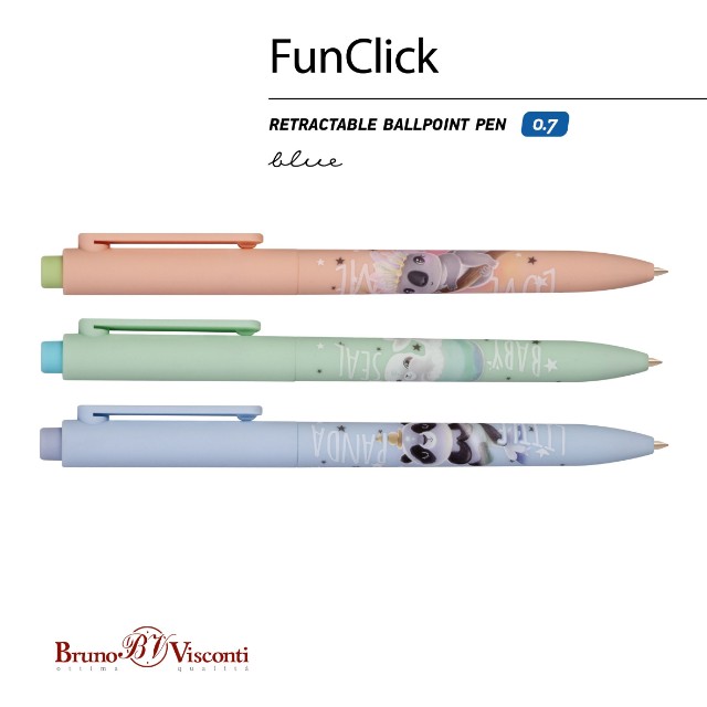 Ручка шариковая синяя BV FunClick Милота зашкаливает 0,7мм принт Превью 8