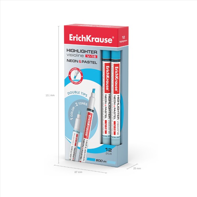 Маркер-выделитель голубой Visioline V-16 Neon+Pastel пастель Превью 4