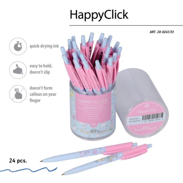 Ручка шариковая синяя BV HappyClick Sweet Animals Ламы в облачках 0,5мм принт Превью 6