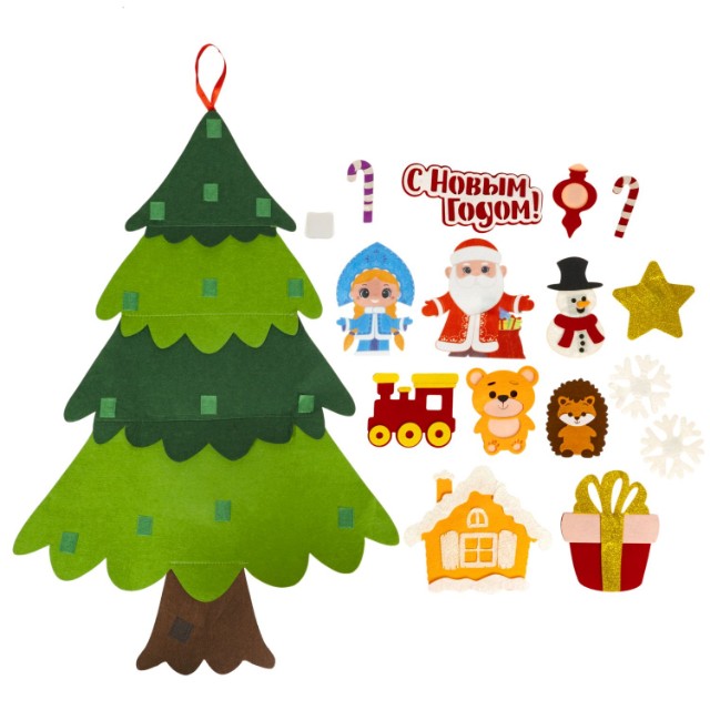 Творч Фетр Самая компактная ёлка из фетра 75*50см (+ 14 игрушек на липучках) Превью 6