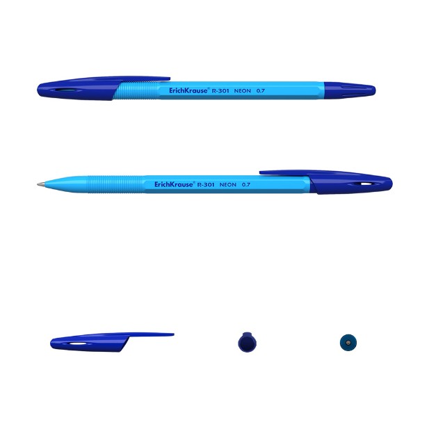 Ручка шариковая синяя EK R-301 Neon Stick 0.7 ассорти Превью 2