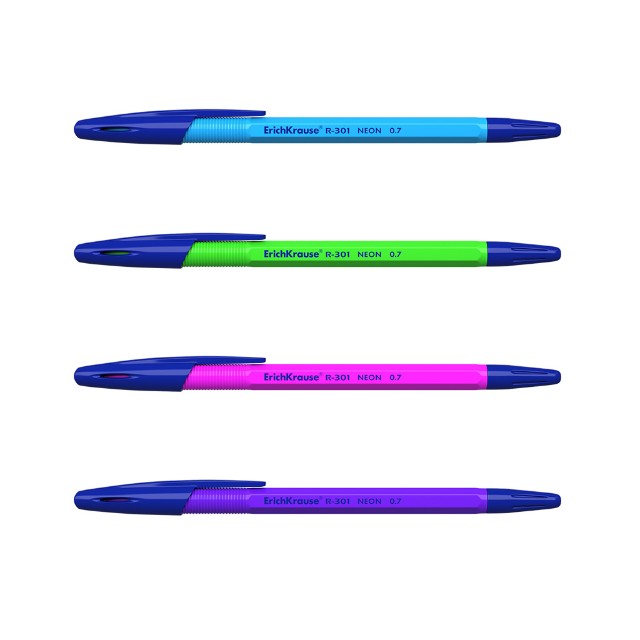 Ручка шариковая синяя EK R-301 Neon Stick 0.7 ассорти Превью 1
