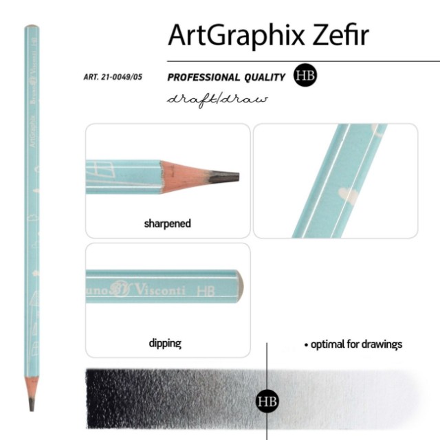 Карандаш ч/гр пластиковый б/ластика HB BV ArtGraphix Zefir. Облачка Превью 1