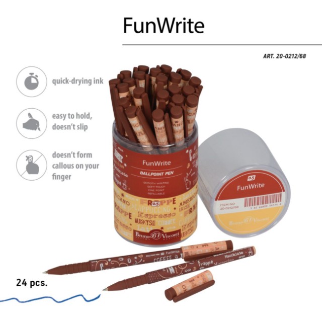 Ручка шариковая синяя BV FunWrite Coffee Time. Латте 0,5мм принт Превью 4