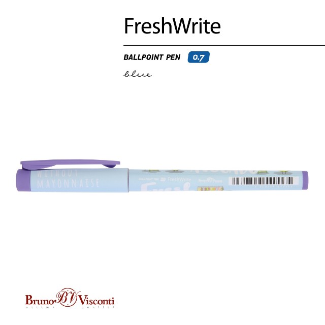 Ручка шариковая синяя BV FreshWrite Авокадо. Модница 0,7мм принт Превью 4