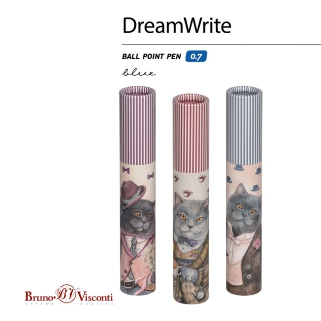 Ручка подар шар BV DreamWrite синяя 0,7мм Очень важный кот Превью 8