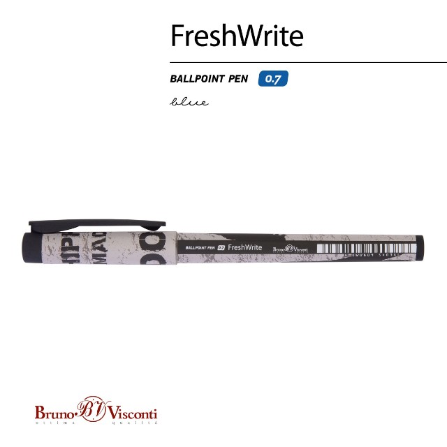 Ручка шариковая синяя BV FreshWrite Хип-хоп. Силуэты. Do it 0.7 мм