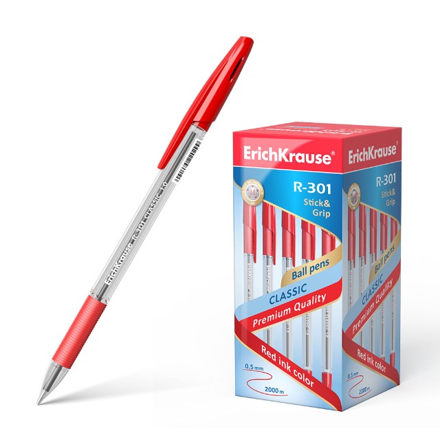 Ручка шариковая красная EK R-301 Classic Stick&Grip 1мм
