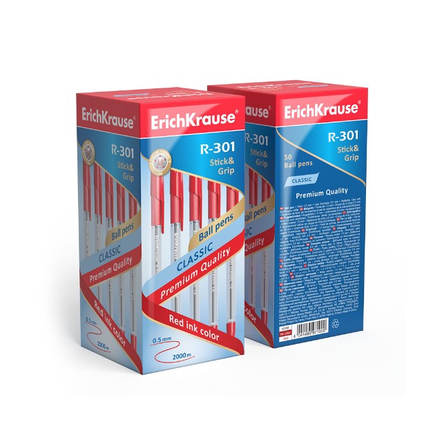 Ручка шариковая красная EK R-301 Classic Stick&Grip 1мм Превью 2