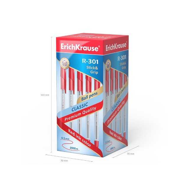 Ручка шариковая красная EK R-301 Classic Stick&Grip 1мм Превью 3