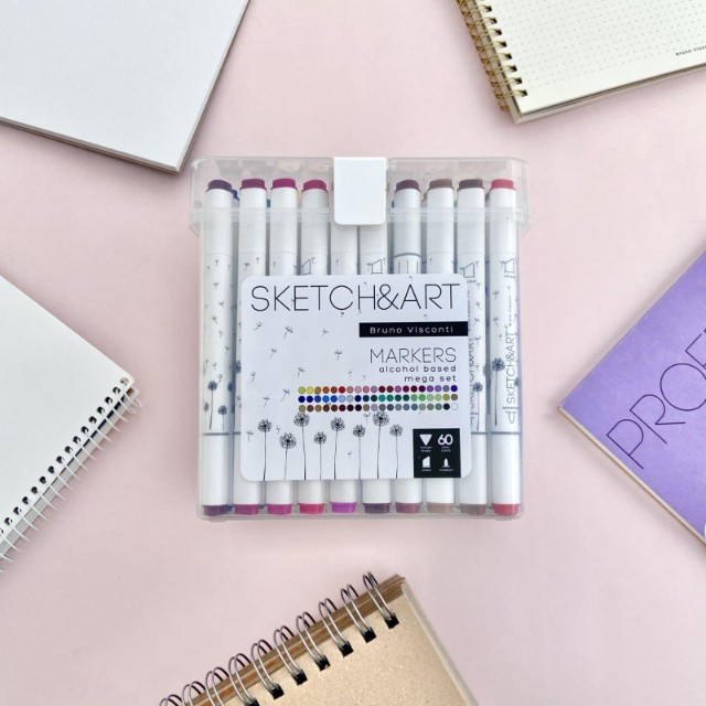 Маркеры д/скетчинга двуст 60цв 1-6мм BV Sketch&Art Мега Превью 2