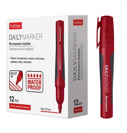 Маркер перм. красный кругл 2мм Превью 1