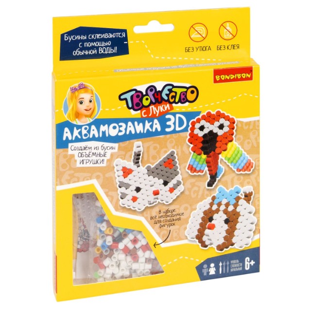 Творч Аквамозаика 3D Кошка, собака, попугай