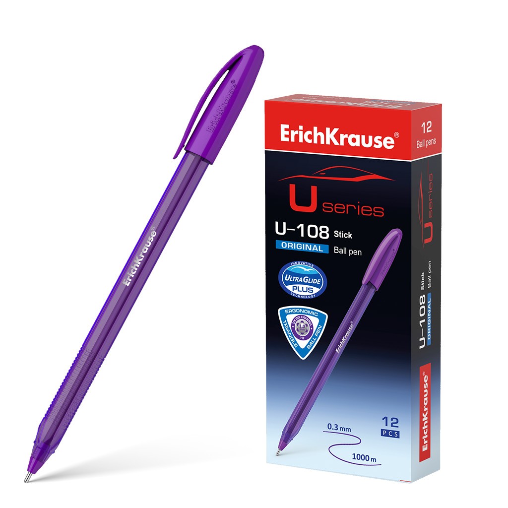 Ручка шариковая фиолетовая EK U-108 Original Stick 1.0 Фото 0