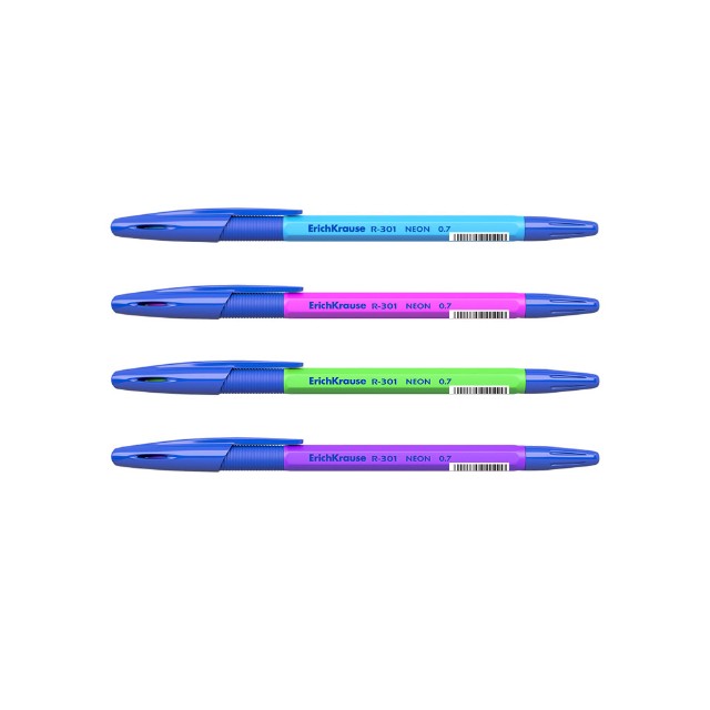 Ручка шариковая синяя EK R-301 Neon 0,7мм ассорти Превью 3