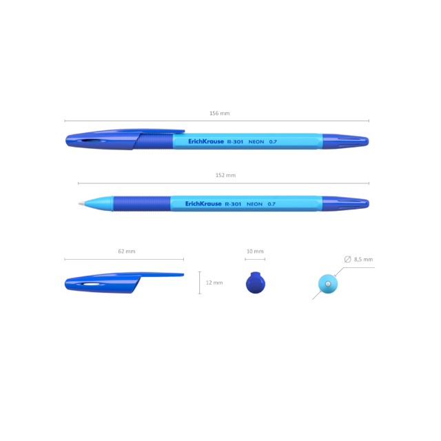 Ручка шариковая синяя EK R-301 Neon 0,7мм ассорти Превью 1