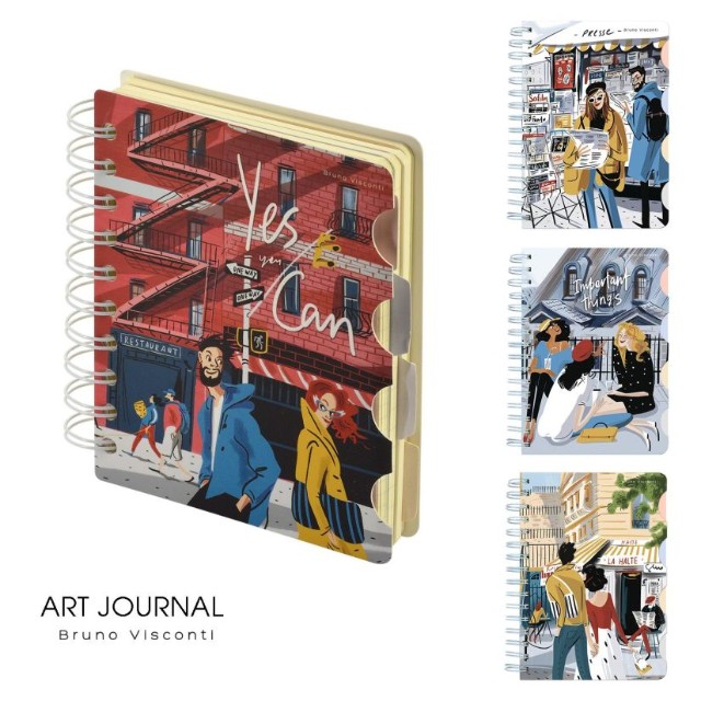 Зап. книжка А5 120л кл спир BV Art journal (4 вида) с разделителями