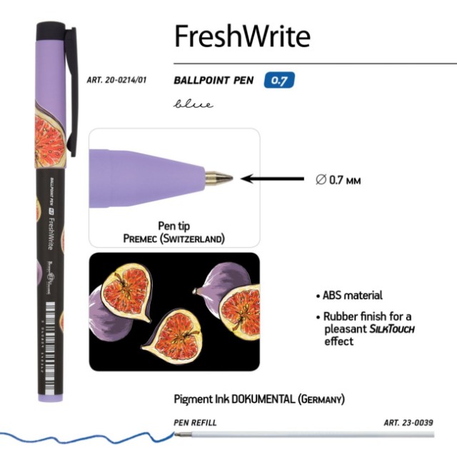 Ручка шариковая синяя BV FreshWrite Fresh&Fruity. Инжир 0,7мм принт Превью 1