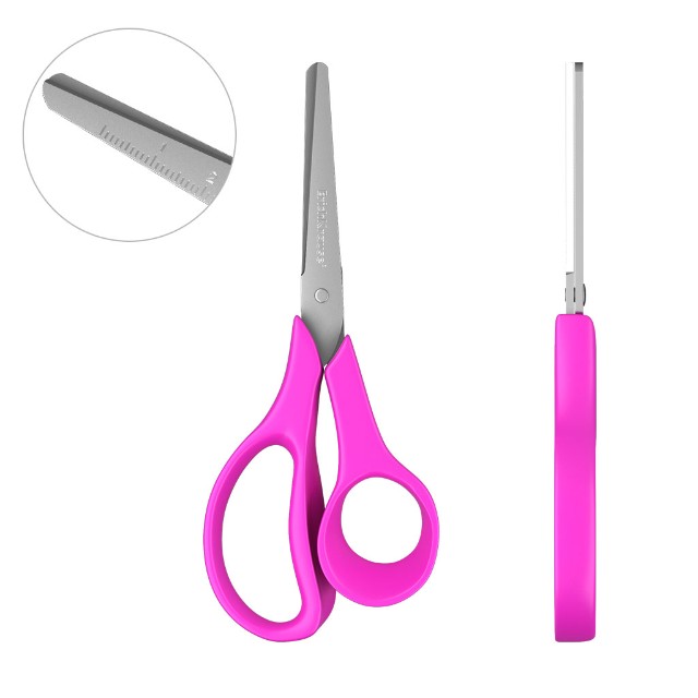 Ножницы для левшей детские 140 мм EK с линейкой тупоконечные Превью 5