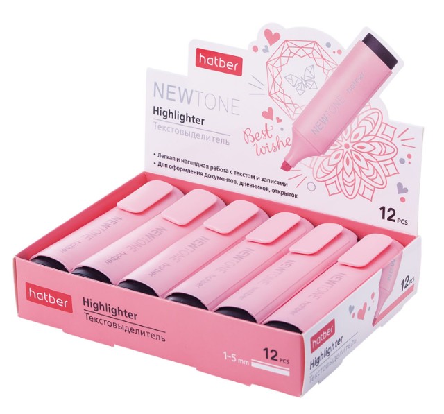 Маркер-выделитель розовый пастель Превью 1