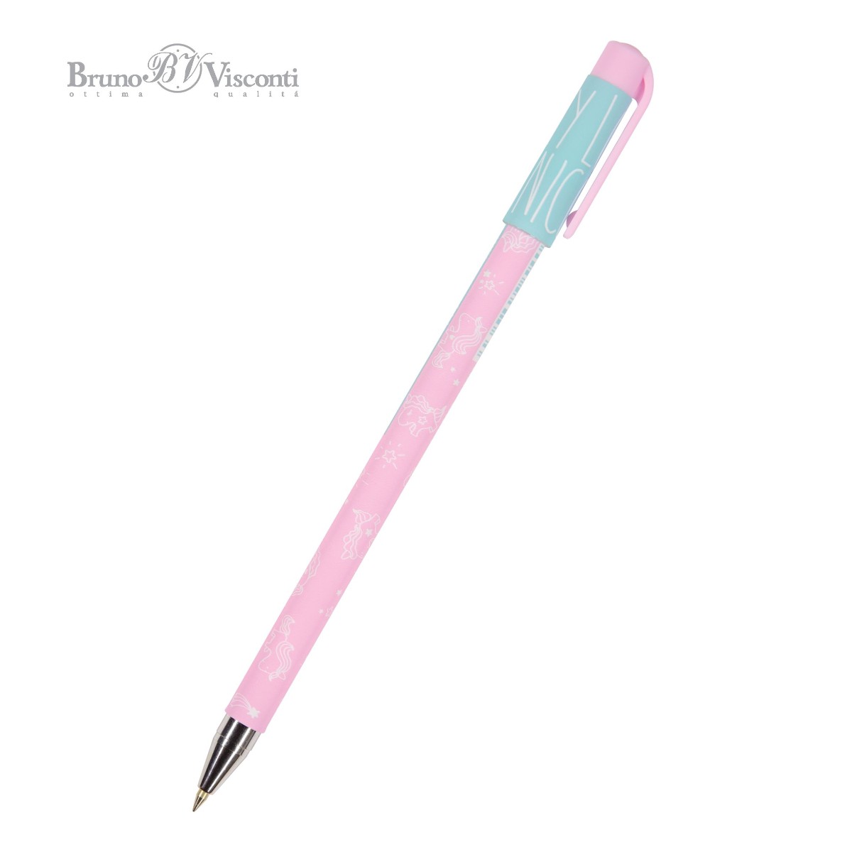 Ручка шариковая синяя BV HappyWrite Зефирные животные. Единорожки 0,5мм Фото 0