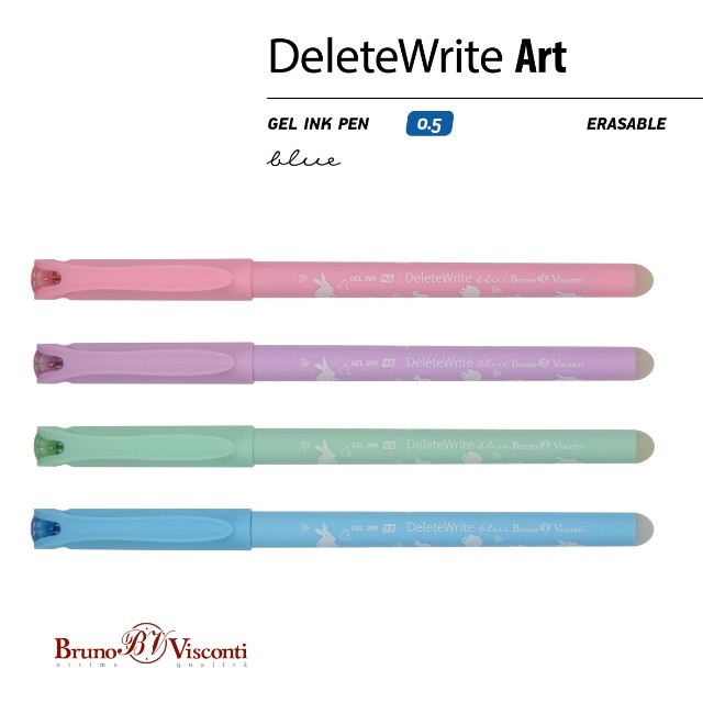 Ручка гелевая Пиши-стирай синяя BV Delete Write Art Кролики-зайчата 0,5мм Превью 3