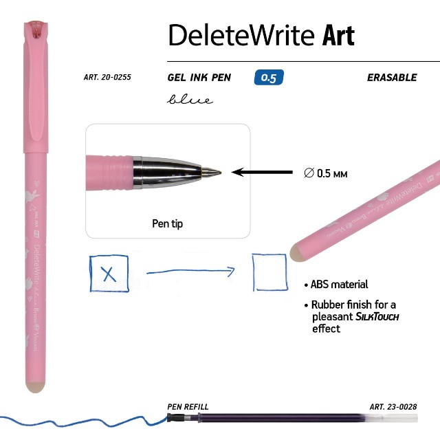 Ручка гелевая Пиши-стирай синяя BV Delete Write Art Кролики-зайчата 0,5мм Превью 1