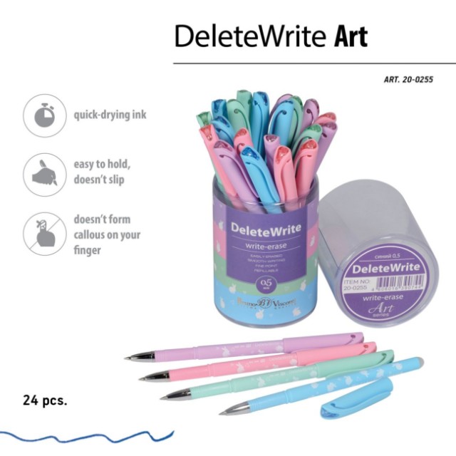 Ручка гелевая Пиши-стирай синяя BV Delete Write Art Кролики-зайчата 0,5мм Превью 4