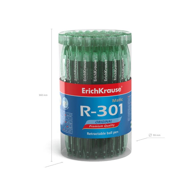 Ручка шариковая зеленая EK R-301 Original Matic 0.7мм автомат Превью 4
