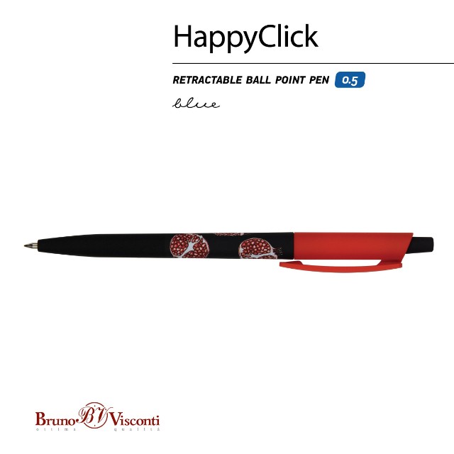 Ручка шариковая синяя BV HappyClick Fresh&Fruity Гранат 0,5мм принт Превью 8