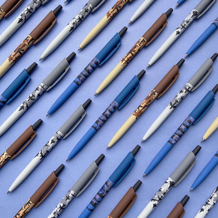 Ручка шариковая синяя BV HappyClick Военный паттерн. Самолеты 0.5 мм Фото 1