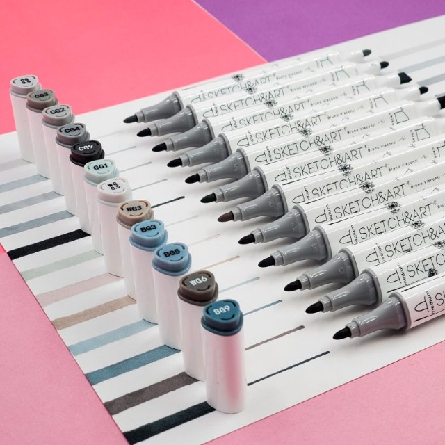 Маркеры д/скетчинга двуст 12цв 1-6мм BV Sketch&Art Графика к/к Превью 4