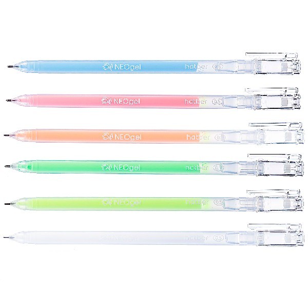 Ручки гелевые 6цв неон Hatber по черной бумаге Превью 1