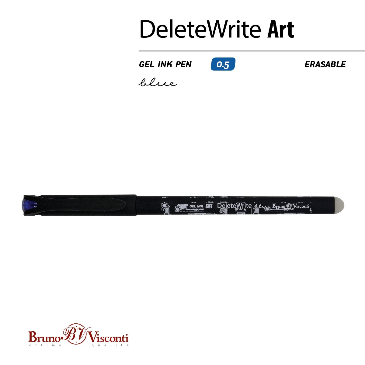 Ручка гелевая Пиши-стирай синяя BV Delete Write Art Blueprint.Автомобиль Фото 3
