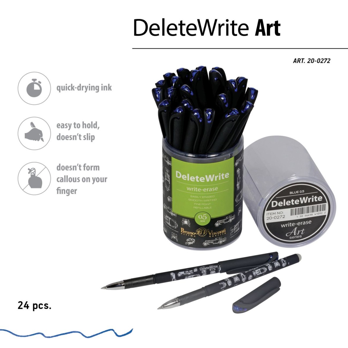 Ручка гелевая Пиши-стирай синяя BV Delete Write Art Blueprint.Автомобиль Фото 4