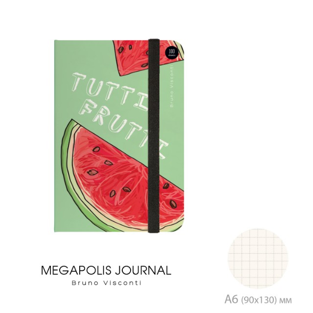 Зап. книжка А6 100л кл тв BV Megapolis journal Fresh & fruity. Арбуз Превью 1