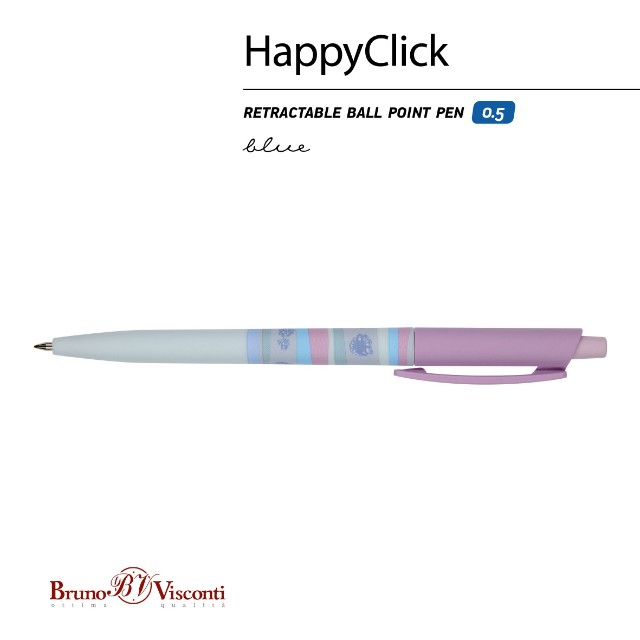 Ручка шариковая синяя BV HappyClick Ягодные тортики. Ежевика Превью 2