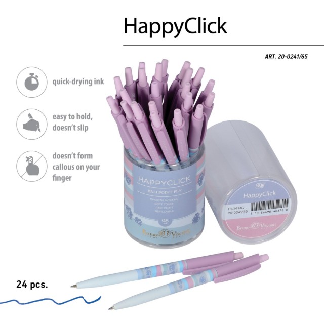 Ручка шариковая синяя BV HappyClick Ягодные тортики. Ежевика Превью 3