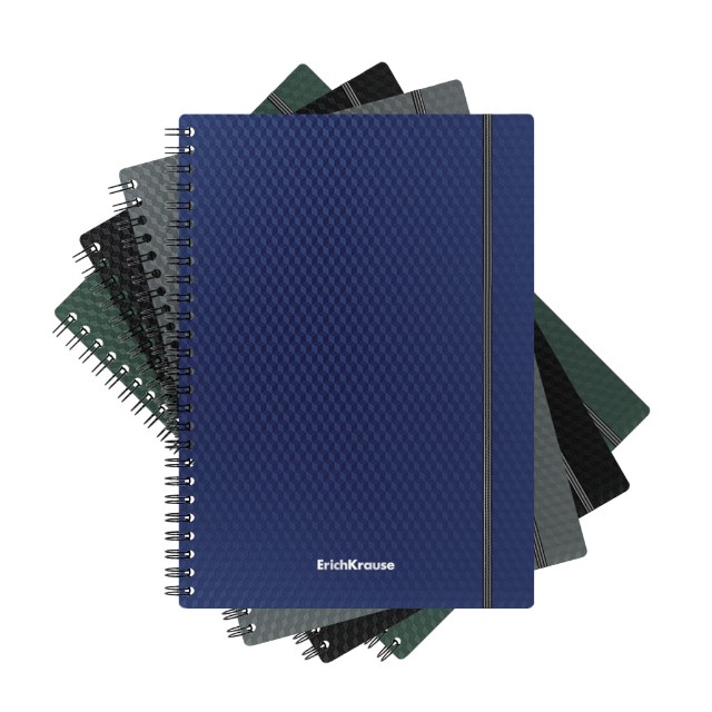 Тетрадь А5 пласт обл 80л кл спир EK Diamond ассорти на резинке