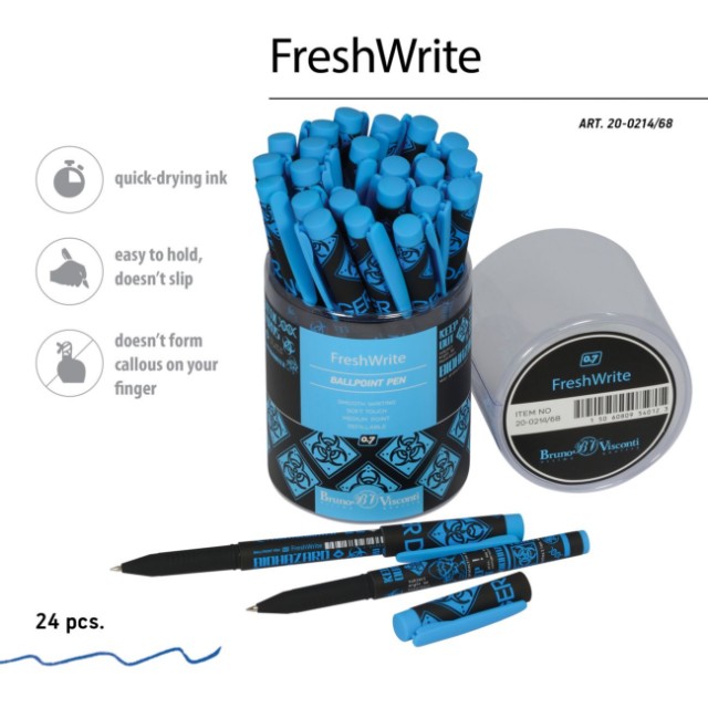 Ручка шариковая синяя BV FreshWrite Биологическая опасность! 0,7мм принт Превью 2
