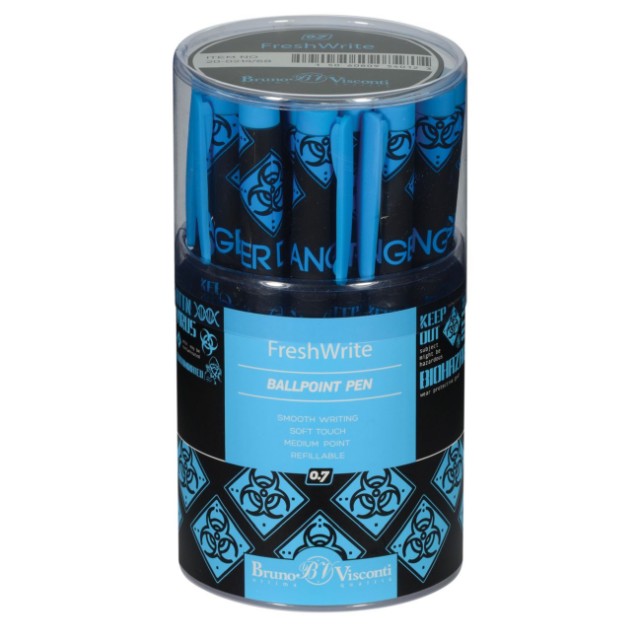 Ручка шариковая синяя BV FreshWrite Биологическая опасность! 0,7мм принт Превью 4