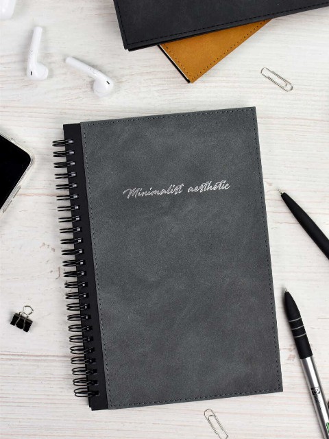 Зап. книжка А5 96л кл спир Escalada Нубук серый кожзам Превью 2