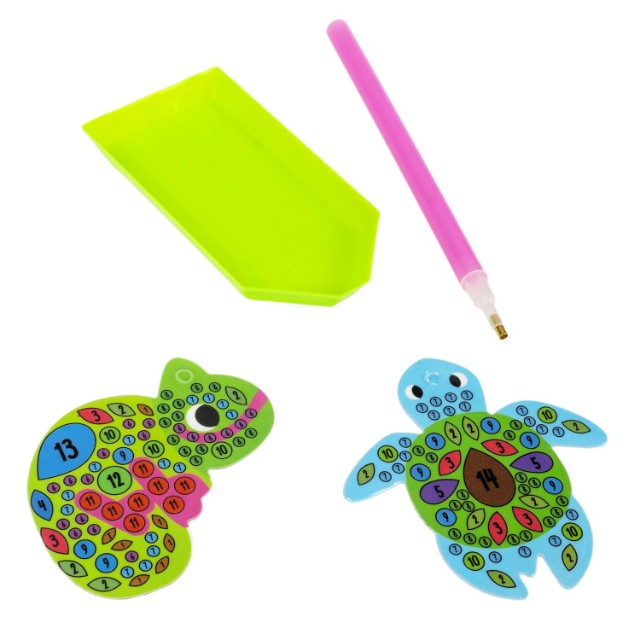 Творч Алмазная мозаика Брелоки Черепашка и хамелеон двусторонние Превью 3