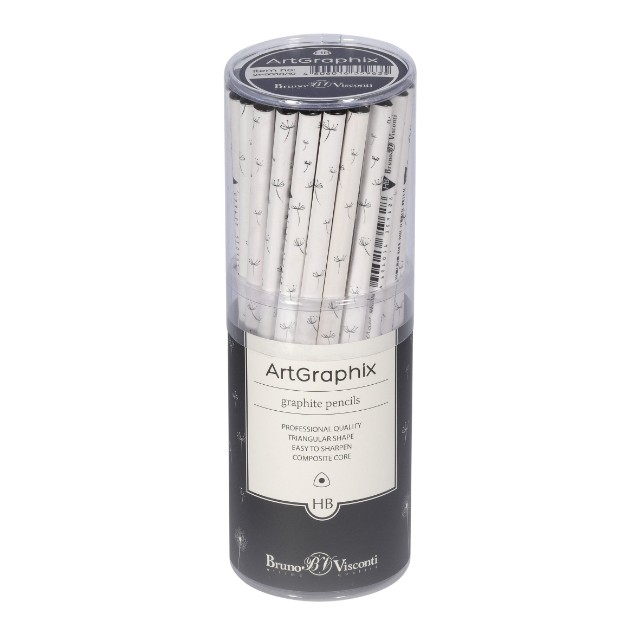 Карандаш ч/гр пластиковый б/ластика HB BV ArtGraphix Одуванчики трехгр Превью 3