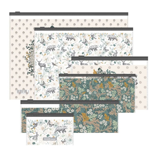 Папка на молнии Zip 6шт EK Natural Life (А4, B5, C6, Travel, 230*70мм)