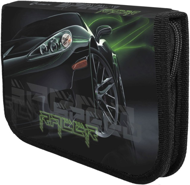 Пенал 1 отд пуст 1 откид карман Lamark Racer black Превью 1