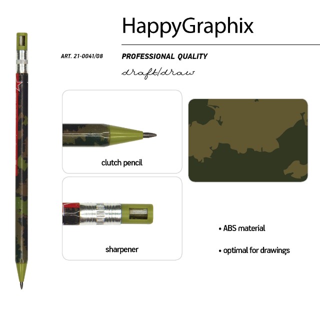 Карандаш мех. 2мм BV FunGraphix Милитари с точилкой принт Превью 2