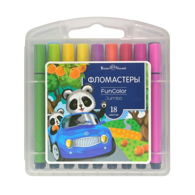 Фломастеры 18 цв BV Funcolor Jumbo толст 2 вида Превью 1