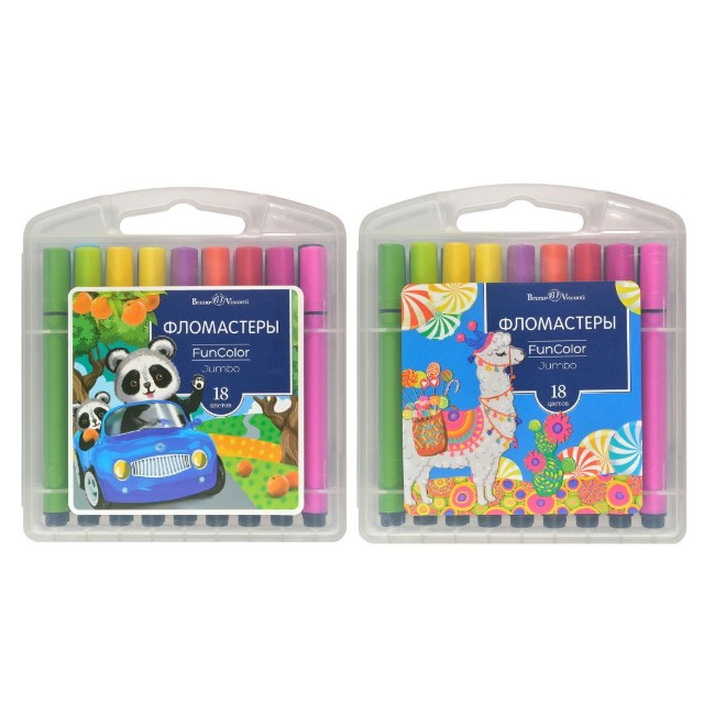 Фломастеры 18 цв BV Funcolor Jumbo толст 2 вида
